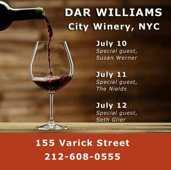 Dar to perform three nights with friends at the City Winery  NYC in July