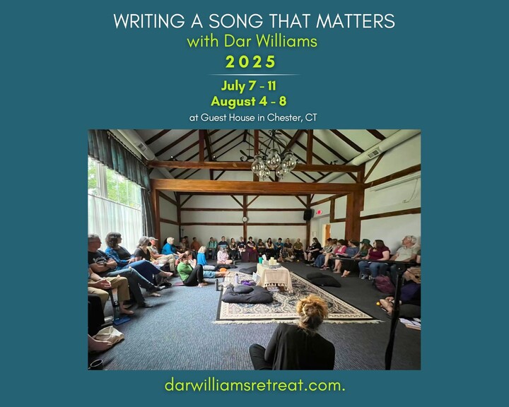 writing a song that matters poster 2025 showing dar williams leading a class in a large open room